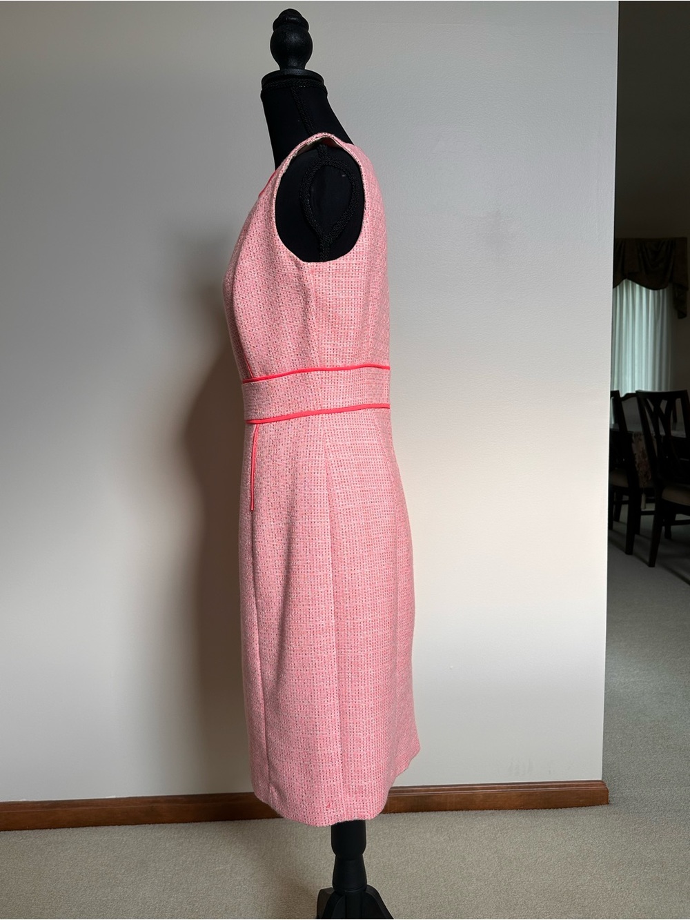 ANTONIO MELANI Coral Tweed Midi Sheath with Coral Trim - Picture 6 of 10